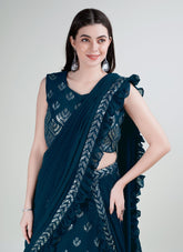 Classy Looking Functional Ready to Wear Lehenga Choli in Teal Colour